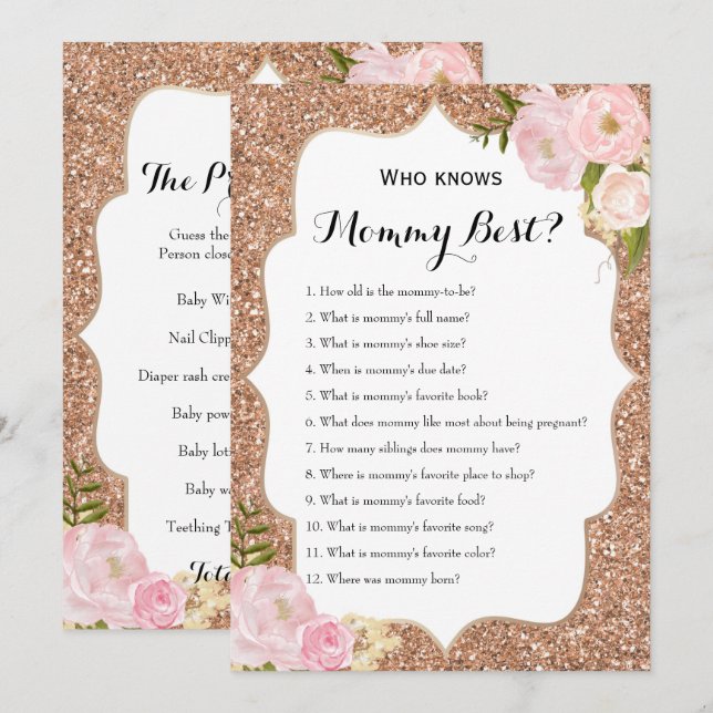 Double Sided - 2 x Baby Shower Games Invitation (Front/Back)