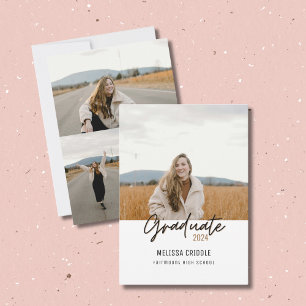 Double Sided 4 Photo White Graduation Announcement
