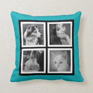 Double Sided 7 Photos with Monogram Initials Throw Pillow