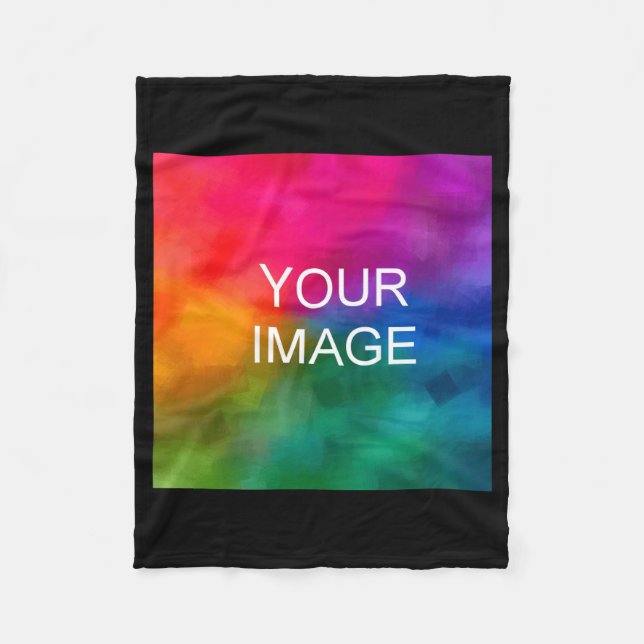 Double Sided Add Image Template Mens Basic Black  Fleece Blanket (Front)