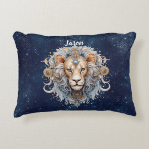Double-sided artsy Leo sign custom name Accent Pillow