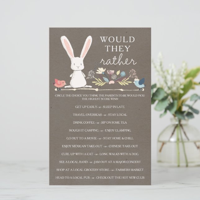 Double Sided Baby Shower Games A Little Bunny (Standing Front)
