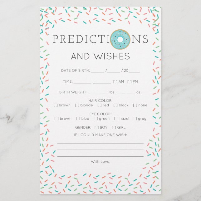 Double Sided Baby Shower Games Modern Doughnut (Front)