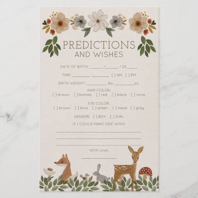 Double Sided Baby Shower Games Modern Woodland (Front)