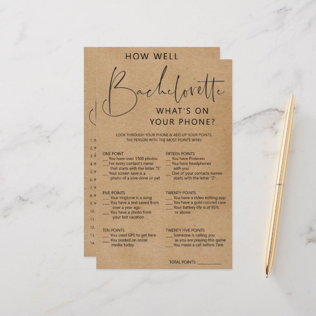 Double Sided Bachelorette Party Game (Front/Back In Situ)