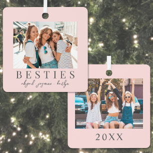 Double Sided Best Friend Photo Christmas Metal Ornament