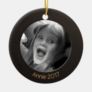 Double Sided Black 2 x Custom Photo and Text Ceramic Ornament