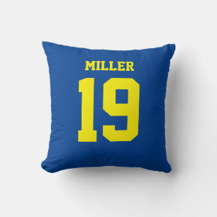 Double-Sided Blue and Yellow Sports Jersey Throw Pillow