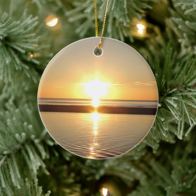 Double Sided Cape Cod Sunset Photography Christmas Ceramic Ornament (Tree)