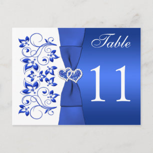 Double-sided Cobalt Blue and White Table Number Postcard