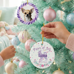 Double-Sided Custom Lavender Chihuahua Ceramic Ornament