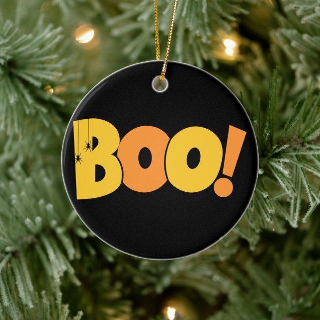 Double Sided Cute Ghost Happy Halloween  Ceramic Ornament (Tree)
