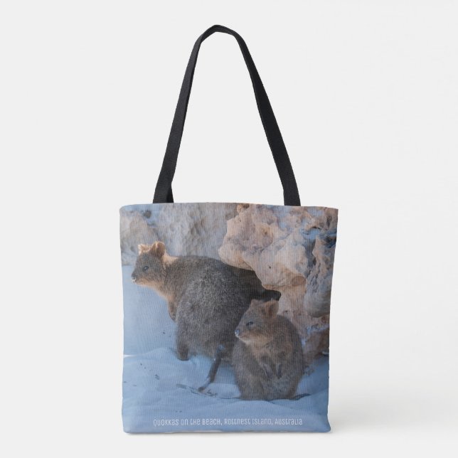 Double sided cute quokkas on the beach tote bag (Back)