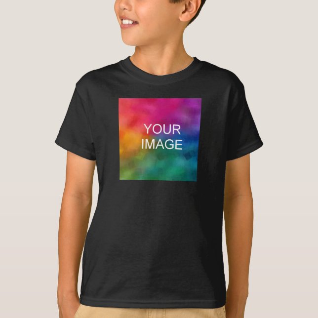 Double Sided Design Add Image Black Template Boy's T-Shirt (Front)