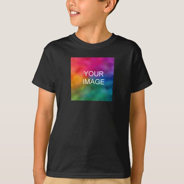 Double Sided Design Add Image Black Template Boys T-Shirt (Front)