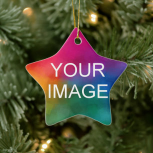 Double Sided Design Upload Own Photo or Logo Star Ceramic Ornament