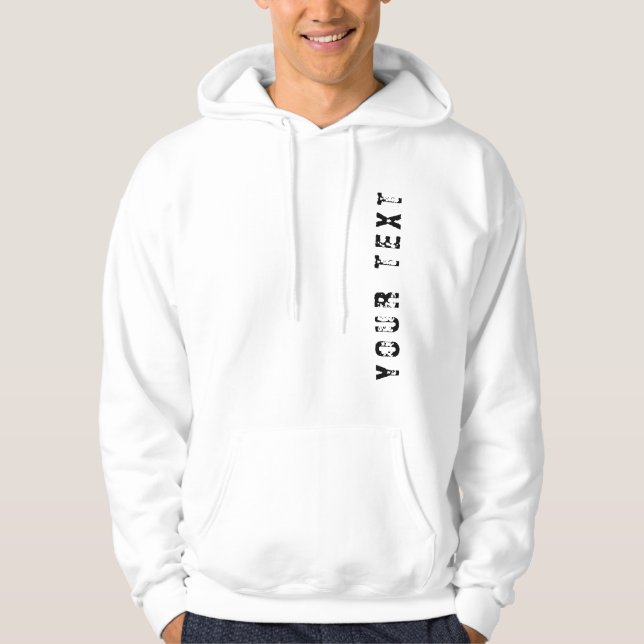 Double Sided Design Your Text Template Men's White Hoodie (Front)