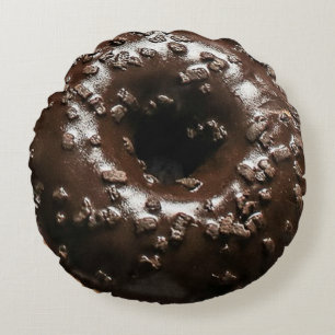 Double-Sided Doughnut:  Chocolate & Pink Sprinkles Round Pillow