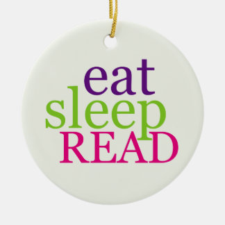 Double-Sided Eat, Sleep, READ - Retro Ceramic Ornament