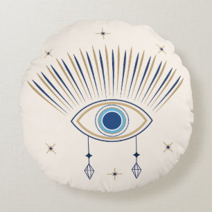 Double Sided Evil Eye  Round Pillow