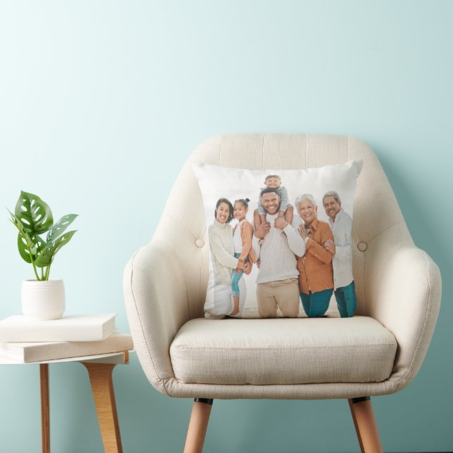 Double Sided Family Photo Throw Pillow (Chair)