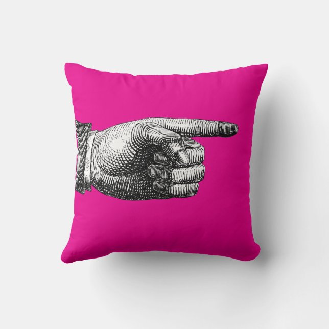 Double Sided Finger Pointing Circus Throw Pillow (Back)