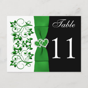 Double-sided Green, White, Black Table Number Card