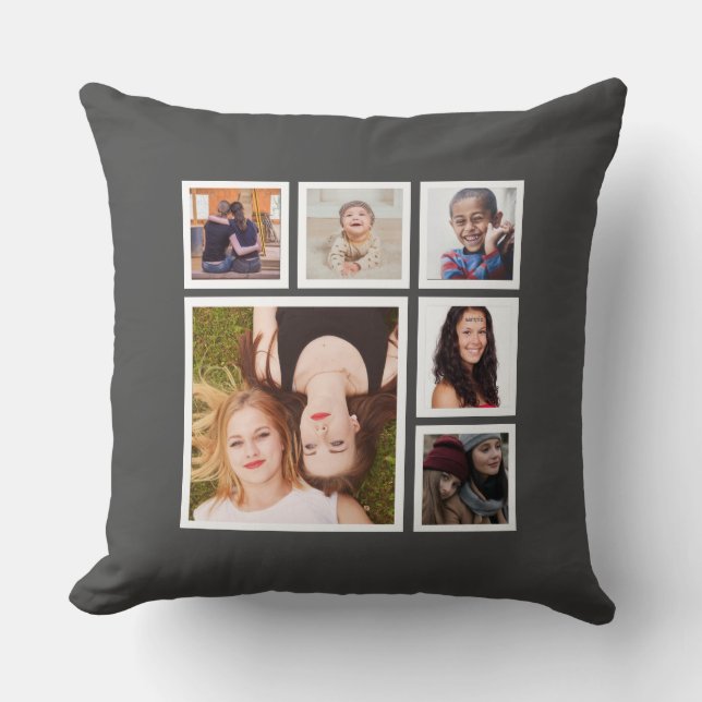 Double Sided Instagram Family Photo Collage  Throw Pillow (Front)
