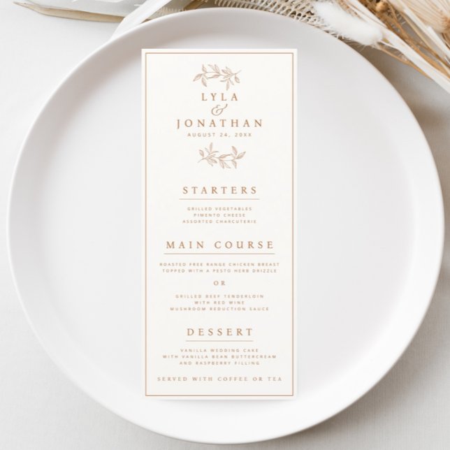 Double-Sided Ivory & Terracotta Wedding Bar/Dinner Menu (Creator Uploaded)
