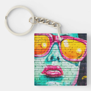 Double-Sided Keyring - Lipstick Urban Street Art