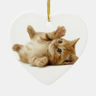 **DOUBLE SIDED KITTIE'S** HEART SHAPED CERAMIC ORNAMENT