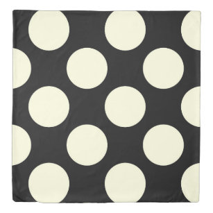Double sided large circles polka dots black cream duvet cover