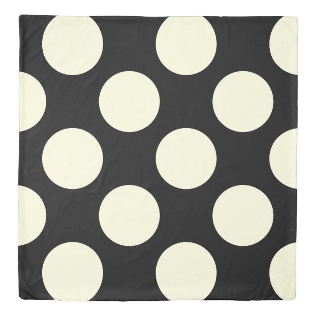 Double sided large circles polka dots black cream duvet cover (Front)