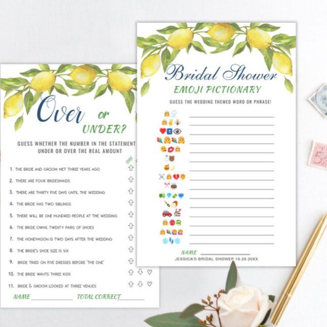 DOUBLE SIDED Lemons & Greenery Bridal Shower Game (Creator Uploaded)