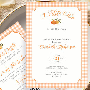 Double Sided Little Cutie Gingham Baby Shower  Invitation