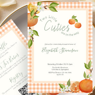 Double Sided Little Cutie Twins Baby Shower  Invitation