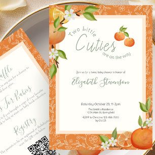 Double Sided Little Cutie Twins Baby Shower  Invitation