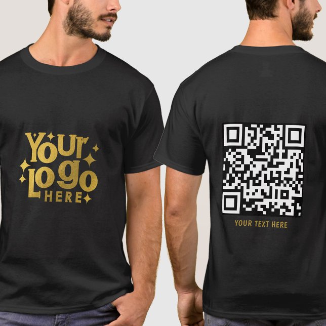 Double Sided Logo QR Code Unique Promotional Black T-Shirt (Double Sided Logo QR Code Unique Promotional Black T-Shirt)