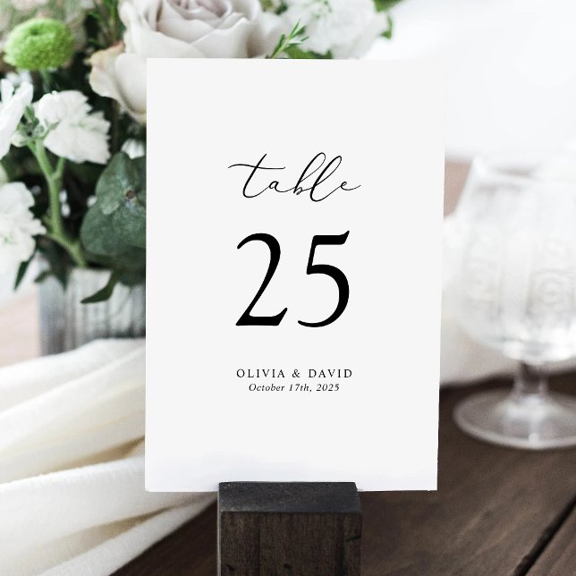 Double-sided Minimalist Modern Table Number (Elegant Minimalist Table Number Card)
