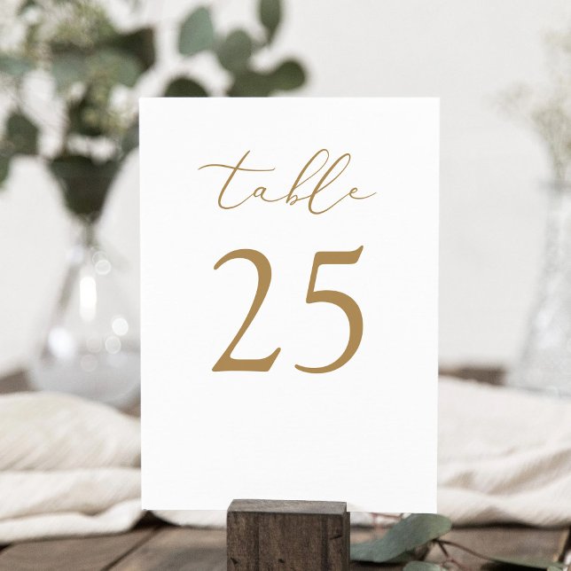 Double-sided Minimalist Modern Table Number (Gold Color Table Number Card)