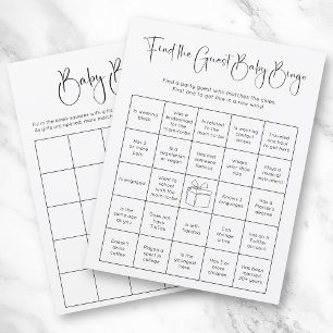 Double Sided Modern Baby Shower Bingo Game