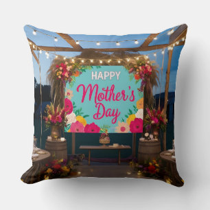 Double-Sided Mother's Day Pillow: Rustic Bohemian Throw Pillow
