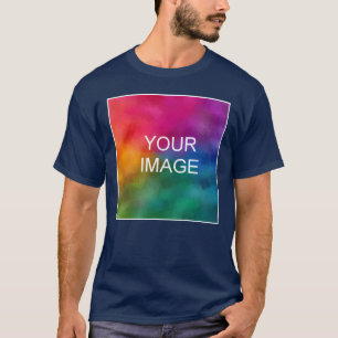 Double Sided Navy Blue Add Your Image Logo Men's T-Shirt