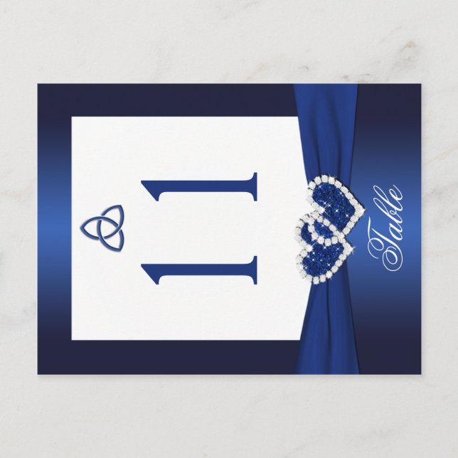 Double-sided Navy Blue and White Table Number Postcard (Front)