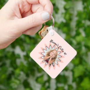 Double Sided Pastel Flower Custom Photos Keychain