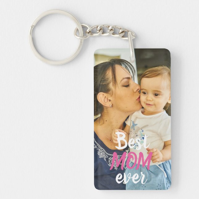 Double sided. Photo. Best MOM ever. Keychain (Front)