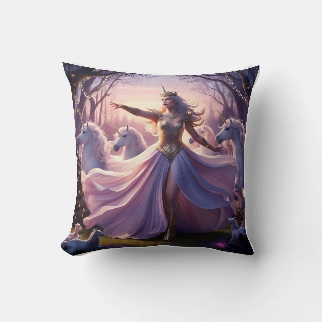 Double-Sided Pillow: Ethereal Multi-Toned Unicorn  Throw Pillow (Front)