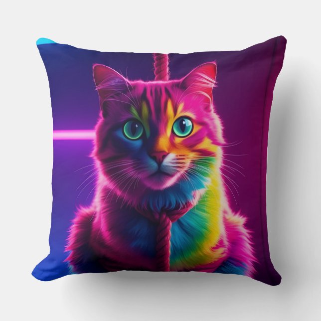 Double-Sided Pillow: Radiant Hanging Cat Throw Pillow (Front)