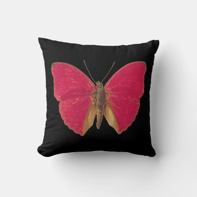 Double Sided Pink Butterfly Throw Pillow (Front)