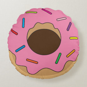 Double sided Pink/Chocolate Doughnut Round Pillow